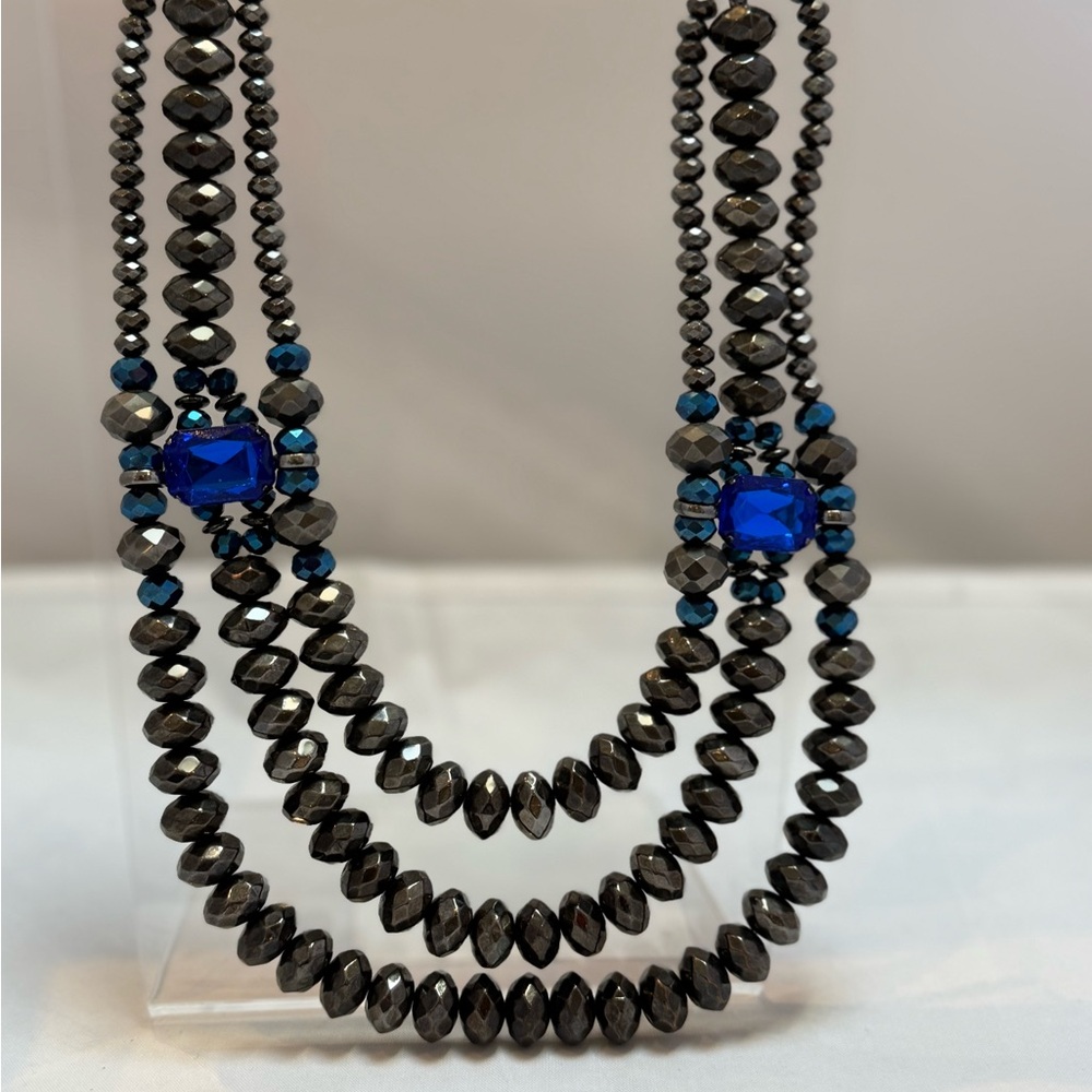 Black and Blue Beaded Necklace